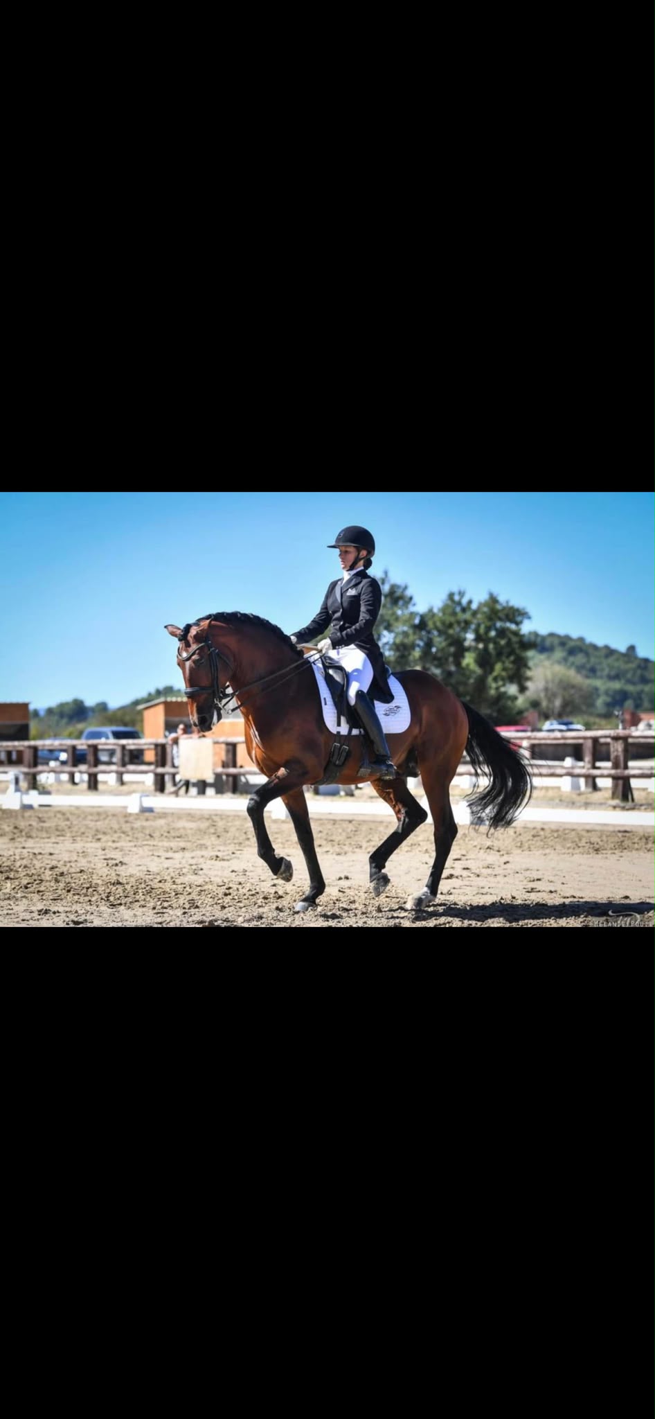 Charlotte Daval à cheval en compétition de dressage